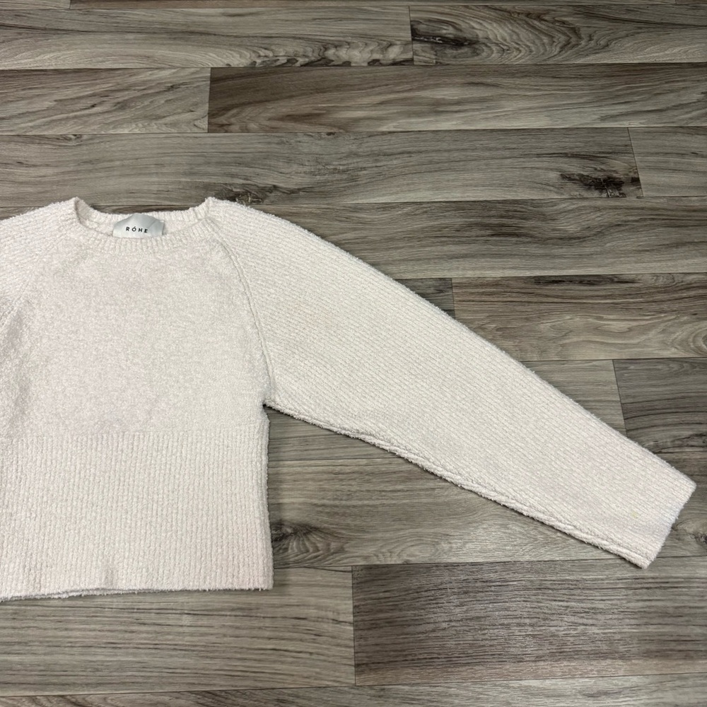 ROHE Arzi Organic Cotton-Blend Knit Sweater in Off White Size 36 US 4 - Picture 4 of 12